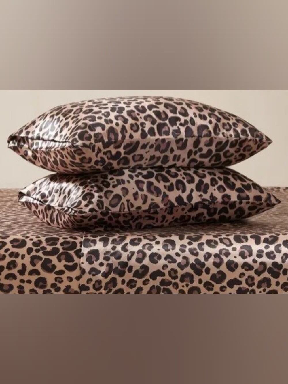 Martex Elegance Satin Pillowcase Set Leopard Print Brown Set